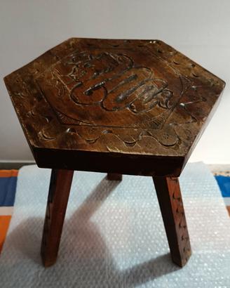 Sgabello esagonale da mungitura legno vintage