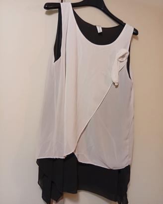 blusa in doppio tessuto biancoenero