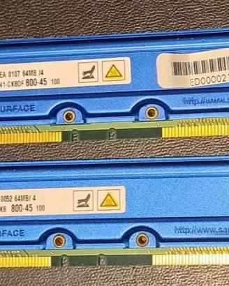 2 64MB Samsung RDRAM PC800-45 MR16R0824AN1-CK8DF