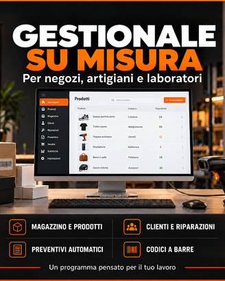 Gestionale su misura per negozi senza canone
