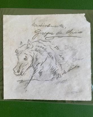 GIORGIO DE CHIRICO Testa di Cavallo Firmato Dedica