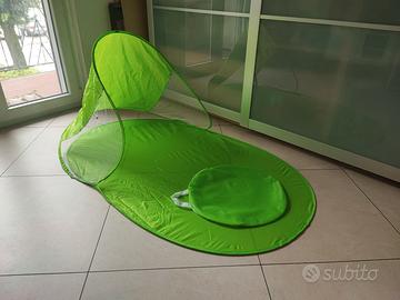 Telo spiaggia con tettuccio verde 