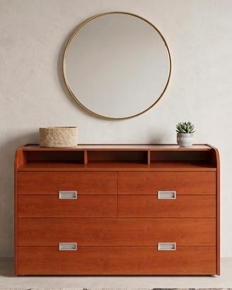 Comò Moderno in Legno di Ciliegio con Top in Vetro