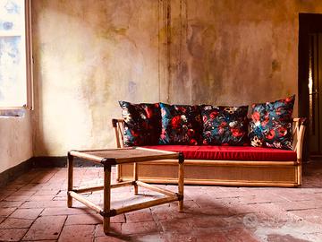 Divano lounge  in rattan naturale