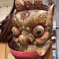 Maschera Tibetana Mahakala in legno Policromo