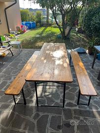 Tavolo legno con panche da esterno giardino
