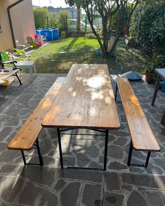 Tavolo legno con panche da esterno giardino