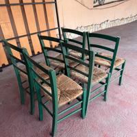6 sedie legno seduta impagliata