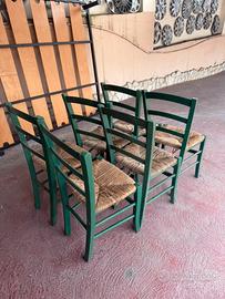 6 sedie legno seduta impagliata