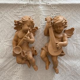 Coppia Angeli Musicanti Val Gardena