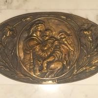 Bassorilievo ovale bronzo Madonna della Seggiola