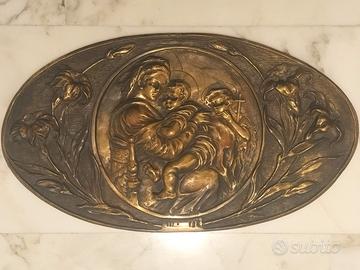 Bassorilievo ovale bronzo Madonna della Seggiola