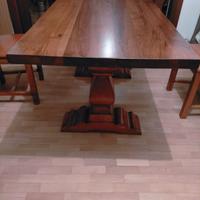 Tavolo legno noce nazionale e 6 sedie