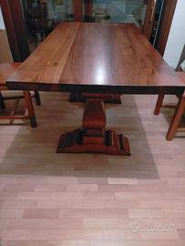 Tavolo legno noce nazionale e 6 sedie