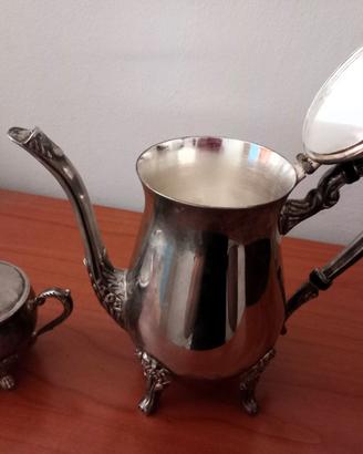 Servizio da tè/caffè vintage in metallo argentato
