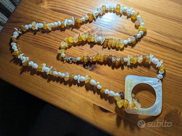 collana lunga in quarzo e perle