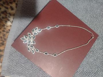 girocollo strass e pietre argento con orecchini