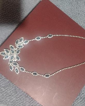 girocollo strass e pietre argento con orecchini