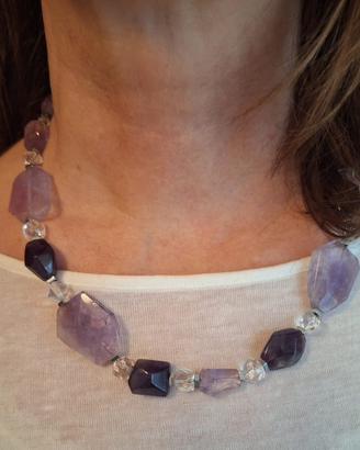 Collana con ametista e cristallo di rocca
