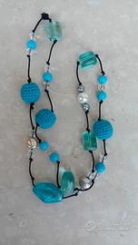 Collana lana azzurra