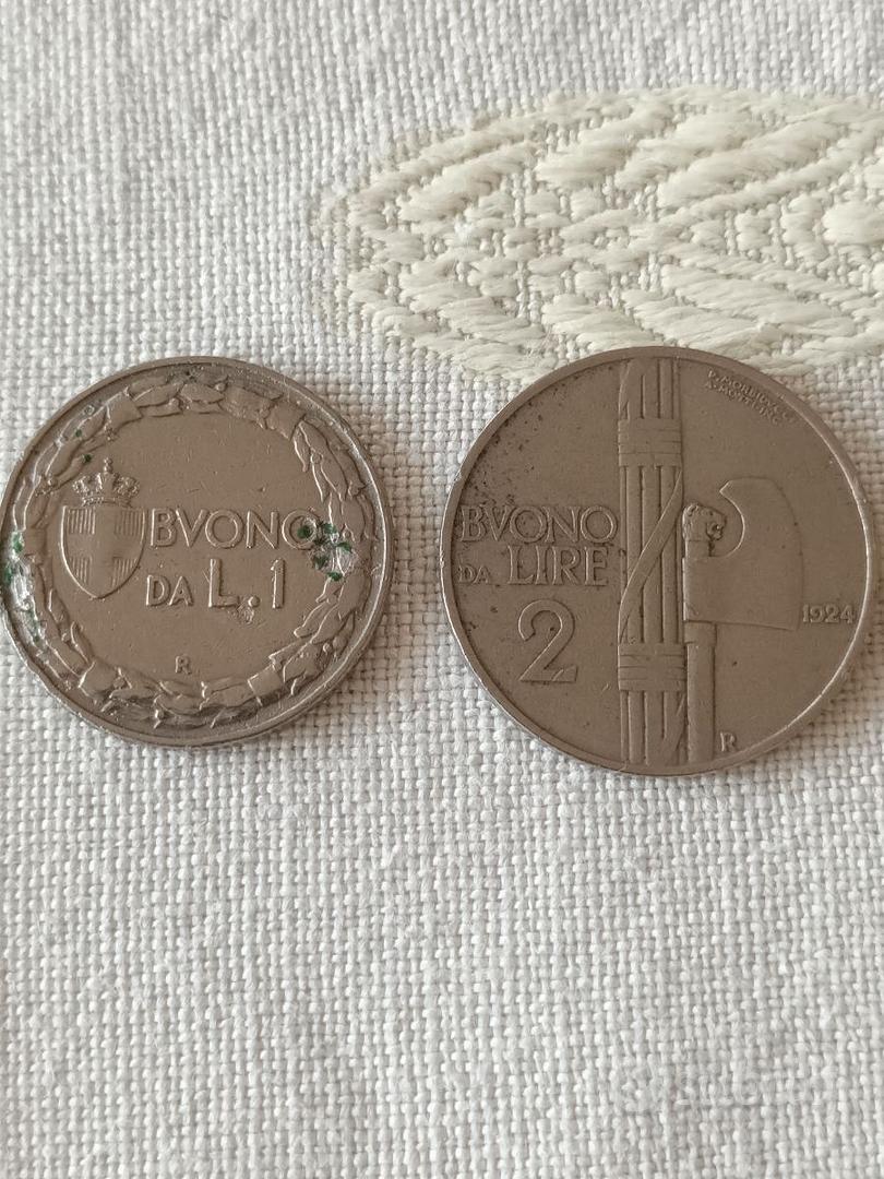 lotto BUONO (moneta) 2 LIRE FASCIO 1924 e 1 LIRA 1 - Collezionismo In ...
