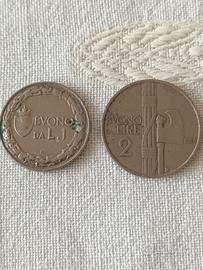 lotto BUONO (moneta) 2 LIRE FASCIO 1924 e 1 LIRA 1