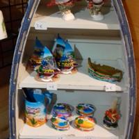 barca espositore blu linea mare con rete