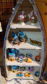 barca espositore blu linea mare con rete