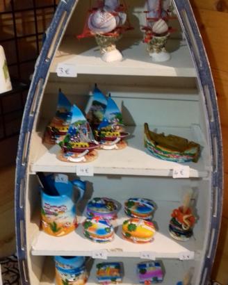 barca espositore blu linea mare con rete