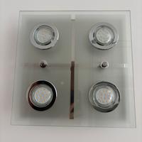 Plafoniera quadrata 4 faretti LED cromati