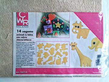 SAGOME animali IN FELTRO con velcro - 14 pezzi
