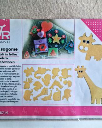 SAGOME animali IN FELTRO con velcro - 14 pezzi