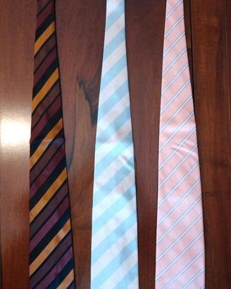 3 cravatte di alta sartoria con fantasia a righe
