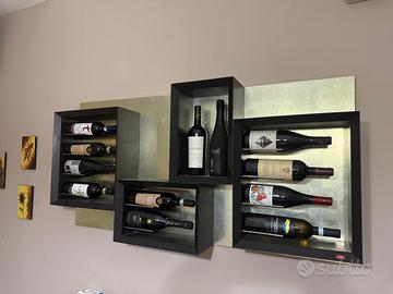 Portabottiglie cantinetta nero e foglia oro