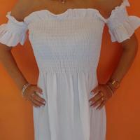 Vestito bianco estivo donna elasticizzato