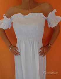 Vestito bianco estivo donna elasticizzato