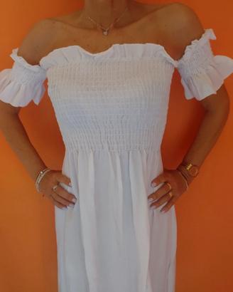 Vestito bianco estivo donna elasticizzato