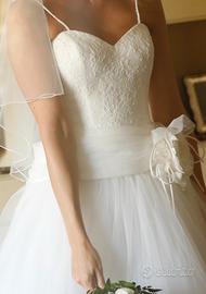 Abito da sposa Ego' taglia 42 in tulle e pizzo