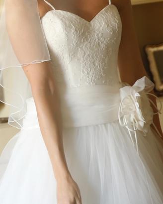 Abito da sposa Ego' taglia 42 in tulle e pizzo