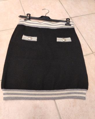 Gonna in maglia Le Voliere nera/argento 