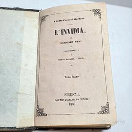 Libro Antico 1851 Eugenio Sue L'Invidia Illustrato