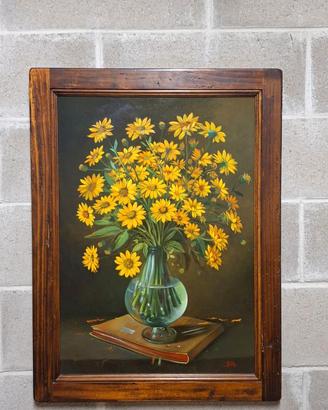 Luminosa natura morta (76,5x59,5 cm) tavola a olio