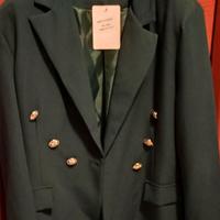 Giacca blazer da donna verde bottoni dorati doppio