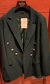 Giacca blazer da donna verde bottoni dorati doppio