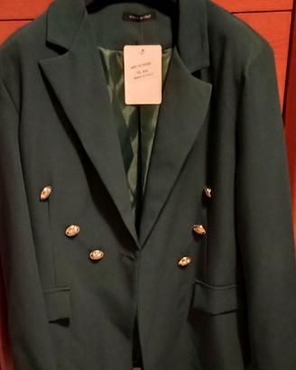 Giacca blazer da donna verde bottoni dorati doppio
