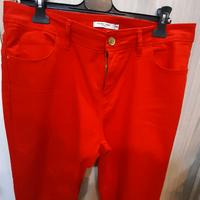 pantalone  cropped jeans rosso
