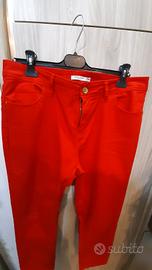pantalone  cropped jeans rosso