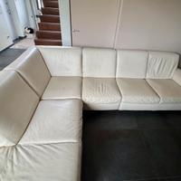 Divano in pelle Natuzzi – angolare colore crema