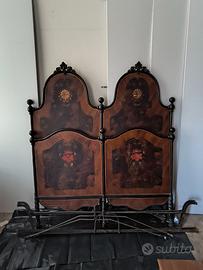 Letto in metallo dipinto  fine '800