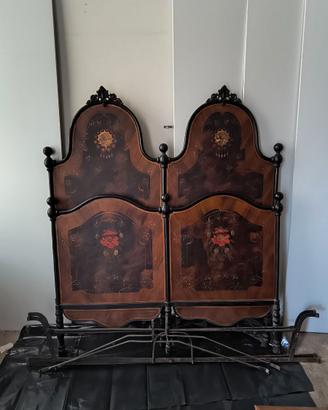 Letto in metallo dipinto  fine '800
